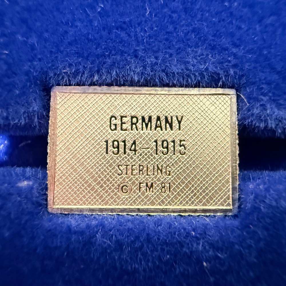 Franklin Mint 100 Greatest Stamps #2 Germany 1914-1915 Sterling Silver Miniature - Picture 2 of 3